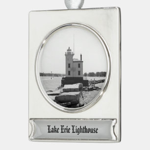 Adorno Con Rótulo Plateado Faro del Lago Erie