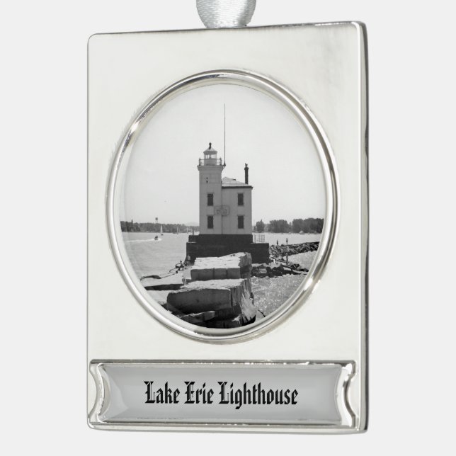 Adorno Con Rótulo Plateado Faro del Lago Erie (Izquierda)