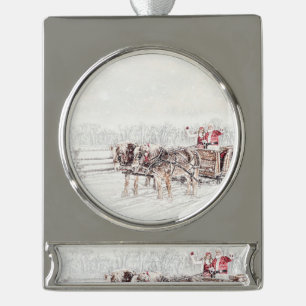 Adorno Con Rótulo Plateado Feliz Navidad