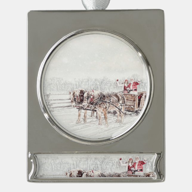 Adorno Con Rótulo Plateado Feliz Navidad (Anverso)