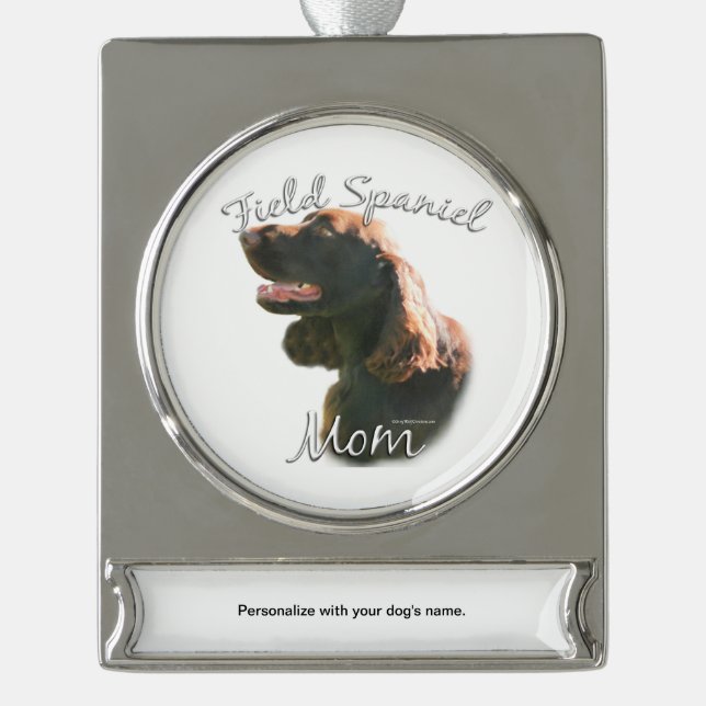 Adorno Con Rótulo Plateado Field Spaniel Mom 2 (Anverso)