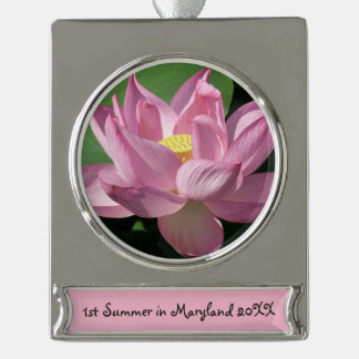 Adorno Con Rótulo Plateado Flor rosa Lotus IV