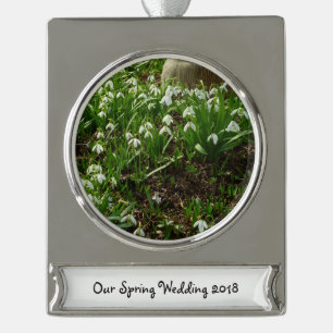 Adorno Con Rótulo Plateado Floral de primavera (Galanthus)