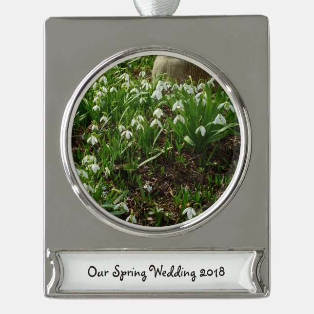 Adorno Con Rótulo Plateado Floral de primavera (Galanthus) (Anverso)