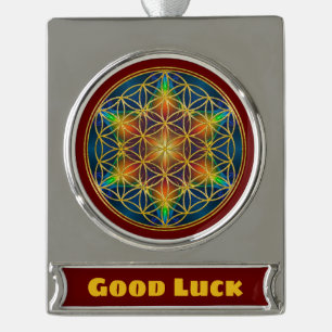 Adorno Con Rótulo Plateado FLORES DE LA VIDA - Florecimiento fractal 1