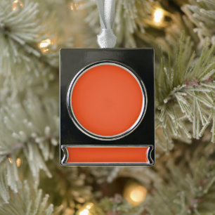 Adorno Con Rótulo Plateado Fondo Naranja Sólido Brillante