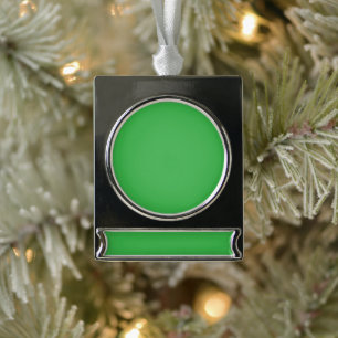 Adorno Con Rótulo Plateado fondo verde con borde blanco