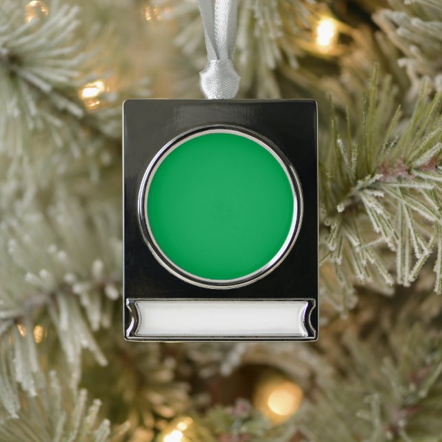 Adorno Con Rótulo Plateado Fondo Verde Sólido (Árbol)