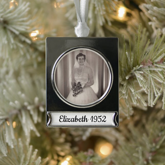 Adorno Con Rótulo Plateado Foto de boda de novia (Árbol)