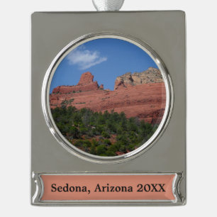 Adorno Con Rótulo Plateado Fotografía de Steamboat Rock en Sedona Arizona