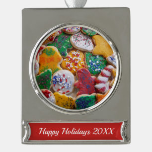Adorno Con Rótulo Plateado Galletas de Navidad I Repostería Colorida de Fiest