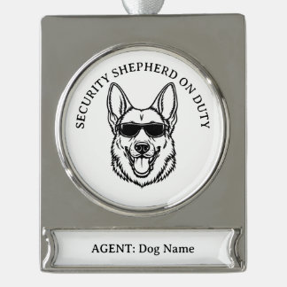 Adorno Con Rótulo Plateado German Shepherd Security Ornament