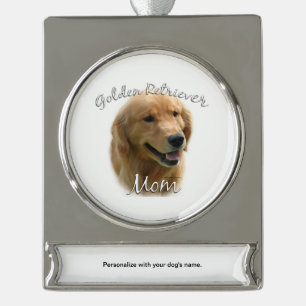 Adorno Con Rótulo Plateado Golden Retriever Mom 2