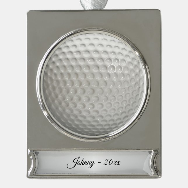 Adorno Con Rótulo Plateado Golf Ball Sport Personalizado (Anverso)