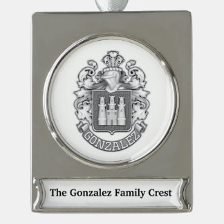 Adorno Con Rótulo Plateado Gonzalez Family Crest