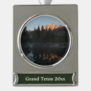 Adorno Con Rótulo Plateado Grand Teton Sunrise en Cottonwood Creek