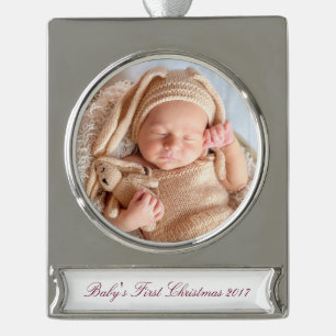 Adorno Con Rótulo Plateado HAMbyWG - Ornamento de Navidad - Con tu imagen