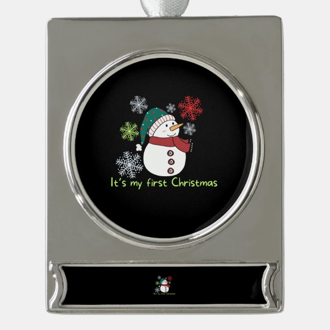 Adorno Con Rótulo Plateado It's my first Christmas (Anverso)