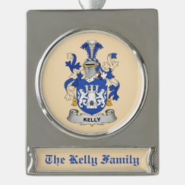 Adorno Con Rótulo Plateado Kelly Coat of Arms Ornament