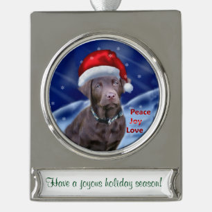 Adorno Con Rótulo Plateado Labrador recuperar Navidades personalizados