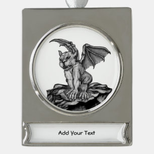 Adorno Con Rótulo Plateado Little Golem Gargoyle
