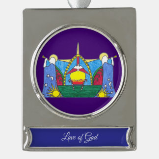 Adorno Con Rótulo Plateado Love of God Banner Ornament