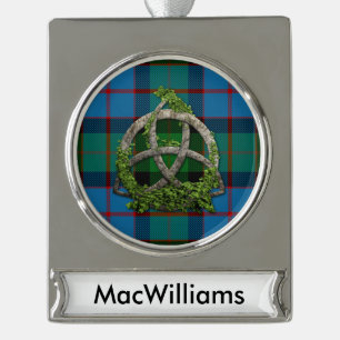 Adorno Con Rótulo Plateado MacWilliams Tartan Y Celtic Trinity Knot