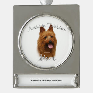 Adorno Con Rótulo Plateado Madre del Terrier Australiano 2