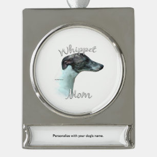 Adorno Con Rótulo Plateado Mamá de Whippet 2