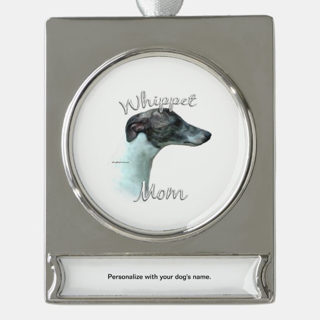 Adorno Con Rótulo Plateado Mamá de Whippet 2 (Anverso)
