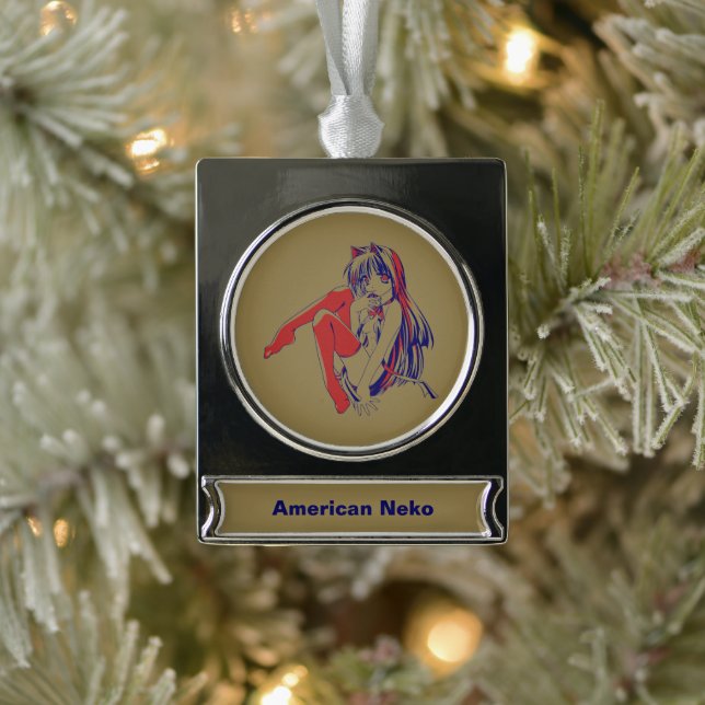 Adorno Con Rótulo Plateado Manga Americano Neko Gatita Kawaii Anime (Árbol)