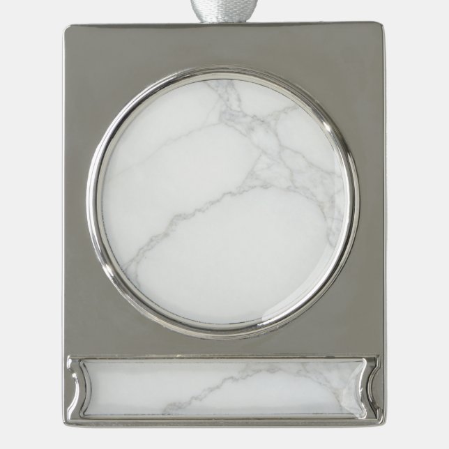 Adorno Con Rótulo Plateado Mármol Blanco (Anverso)
