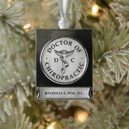 Adorno Con Rótulo Plateado Médica del logotipo del emblema quiropráctico