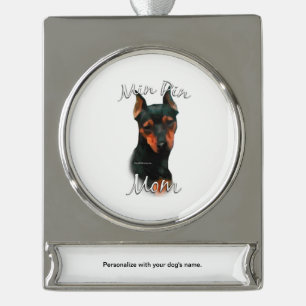 Adorno Con Rótulo Plateado Miniatura Pinscher (blk) Mamá 2