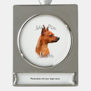 Adorno Con Rótulo Plateado Miniatura Pinscher (óxido) Mamá 2