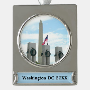 Adorno Con Rótulo Plateado Monumento a Washington y Memorial de la Segunda Gu
