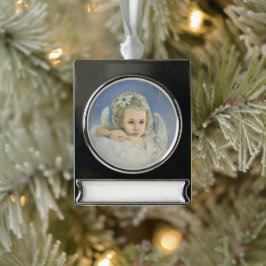 Adorno Con Rótulo Plateado Navidades Angel
