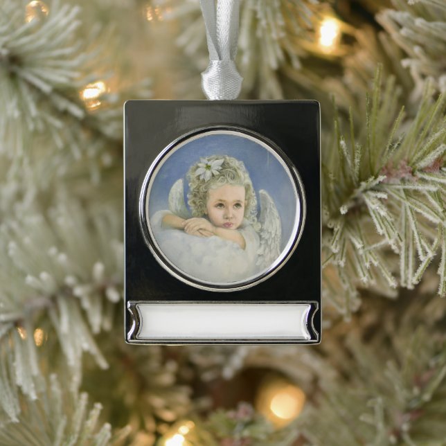 Adorno Con Rótulo Plateado Navidades Angel (Árbol)