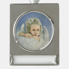 Adorno Con Rótulo Plateado Navidades Angel