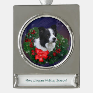 Adorno Con Rótulo Plateado Navidades de Border Collie
