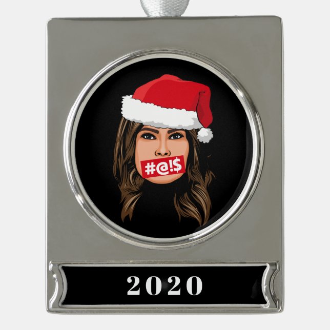Adorno Con Rótulo Plateado NAVIDADES de MELANIA TRUMP (Anverso)