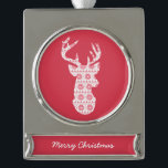 Adorno Con Rótulo Plateado Navidades de Winter Knit ornamento de renos<br><div class="desc">Eggplant y Purple crearon el diseño de renos de Navidades de Winter Knit utilizando medios mixtos. Este diseño festivo incluye una silueta de reno con un patrón de cuchillos de invierno. Si desea colores personalizados o asistencia para el diseño,  no dude en ponerse en contacto conmigo en aubergineandpurple@gmail.com.</div>