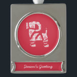 Adorno Con Rótulo Plateado Navidades de Winter Knit Yule Bock Ornament<br><div class="desc">El diseño de los Navidades de Winter Knit Yule Bock fue creado por Eggplant y Purple usando medios mixtos. Este diseño festivo incluye una cabra joven con un patrón de cuchillos de invierno. Si desea colores personalizados o asistencia para el diseño, no dude en ponerse en contacto conmigo en aubergineandpurple@gmail.com....</div>