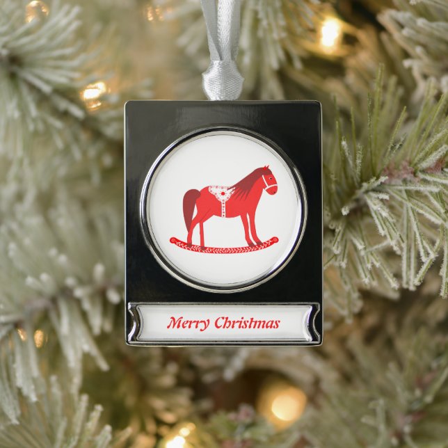 Adorno Con Rótulo Plateado Navidades escandinavos Personalizado de caballos r (Árbol)