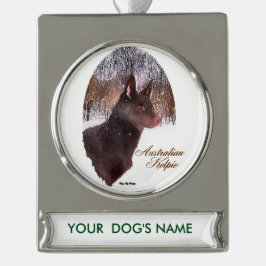 Adorno Con Rótulo Plateado Navidades Kelpie australianos personalizados
