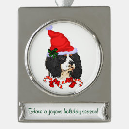 Adorno Con Rótulo Plateado Navidades personalizados de Cavalier Spaniel