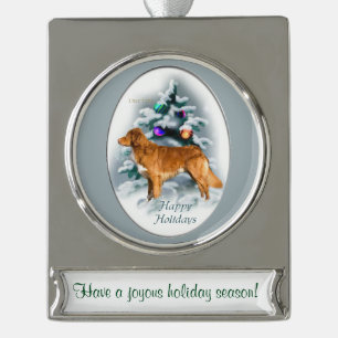 Adorno Con Rótulo Plateado Navidades personalizados de duck Toller