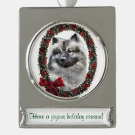 Adorno Con Rótulo Plateado Navidades personalizados de Keeshond