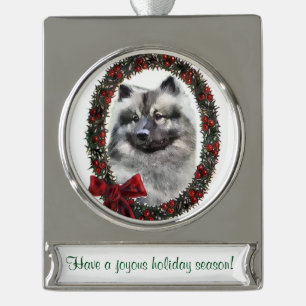 Adorno Con Rótulo Plateado Navidades personalizados de Keeshond