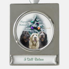 Adorno Con Rótulo Plateado Navidades personalizados de Labradoodle